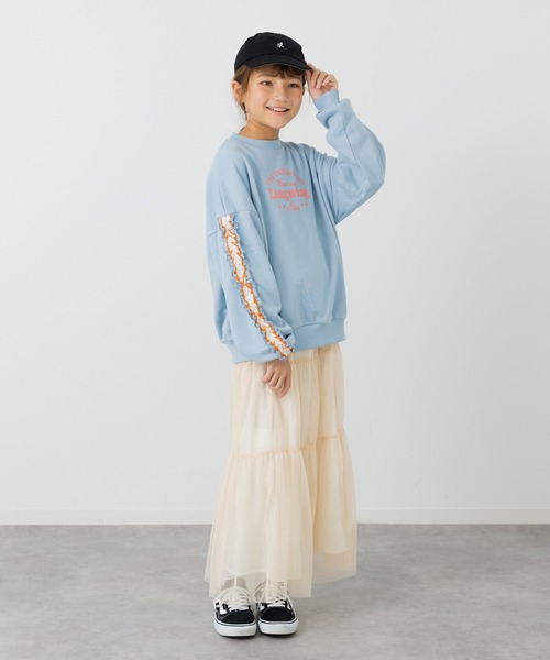 JAM & LINK（ジャムアンドリンク）の「袖フリル 裏毛トレーナー（スウェット・キッズ・ピンク/オートミール/サックスブルー/ライトイエロー・130/120/110/100/160/150/140）」の8枚目の写真