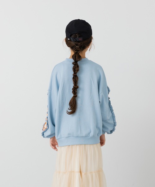 JAM & LINK（ジャムアンドリンク）の「袖フリル 裏毛トレーナー（スウェット・キッズ・ピンク/オートミール/サックスブルー/ライトイエロー・130/120/110/100/160/150/140）」の9枚目の写真