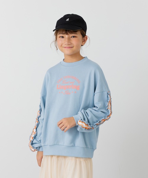 JAM & LINK（ジャムアンドリンク）の「袖フリル 裏毛トレーナー（スウェット・キッズ・ピンク/オートミール/サックスブルー/ライトイエロー・130/120/110/100/160/150/140）」の10枚目の写真