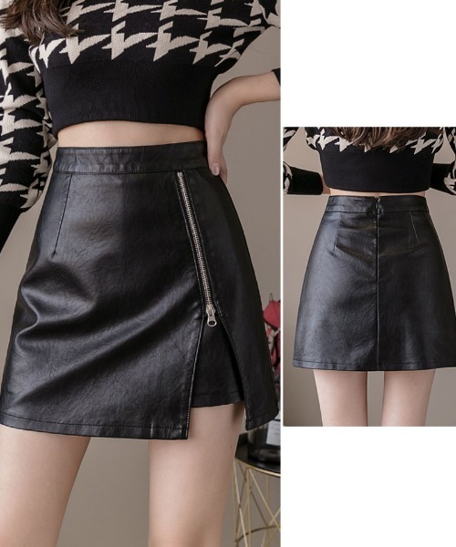 shoppinggo（ショッピングゴー）の「タイトスカート フェイクレザー ミニ丈 サーキュラースカート  PUレザー Aライン 台形スカート（スカート・レディース・ブラック/ベージュ・M/L）」の15枚目の写真