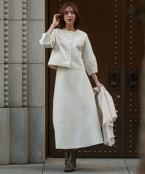 UNFILO（アンフィーロ）の「BEAUTY FORM KNIT フレアスカート（スカート・レディース・ネイビー系/ブラック系/ベージュ系・X-LARGE）」の2枚目の写真