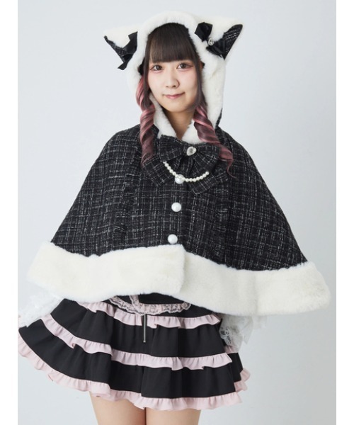 セール】ネコちゃんキラキラツイードポンチョ（ポンチョ）｜Ank Rouge