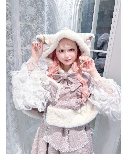 セール】ネコちゃんキラキラツイードポンチョ（ポンチョ）｜Ank Rouge