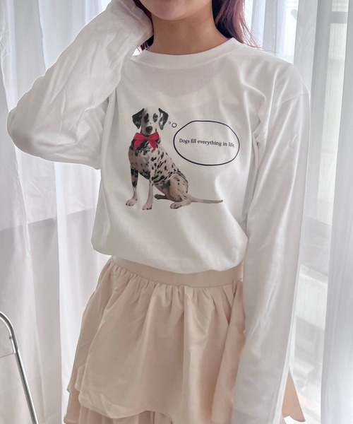 cuorequal(クオレコール)の「ダルメシアンリボンロンT/長袖Tシャツ(Tシャツ/カットソー・レディース・ホワイト・MEDIUM)」の2枚目の写真