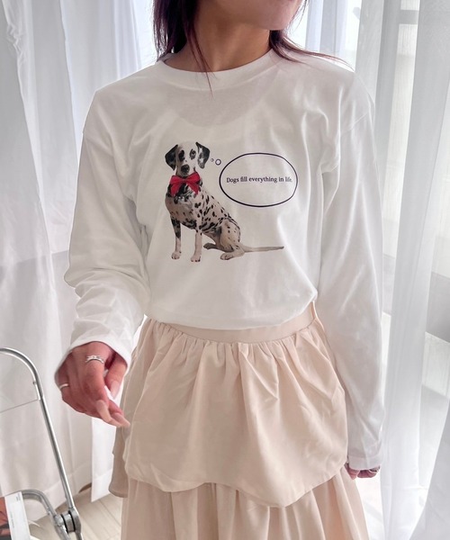 cuorequal(クオレコール)の「ダルメシアンリボンロンT/長袖Tシャツ(Tシャツ/カットソー・レディース・ホワイト・MEDIUM)」の3枚目の写真