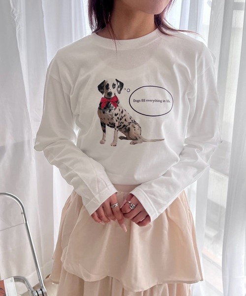 cuorequal(クオレコール)の「ダルメシアンリボンロンT/長袖Tシャツ(Tシャツ/カットソー・レディース・ホワイト・MEDIUM)」の4枚目の写真