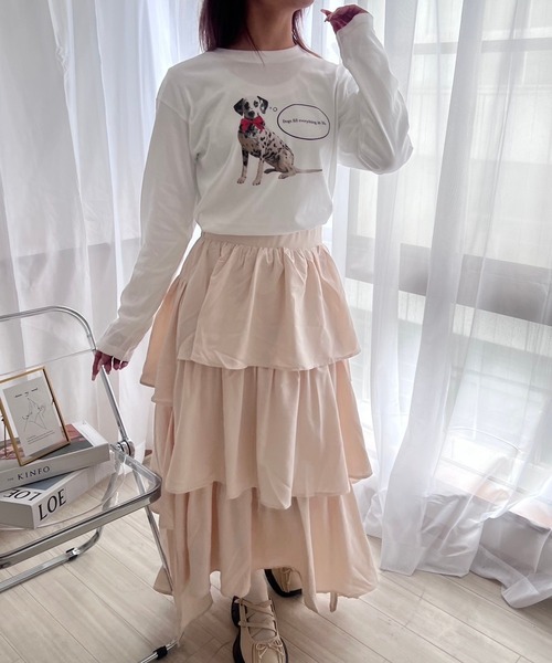 cuorequal(クオレコール)の「ダルメシアンリボンロンT/長袖Tシャツ(Tシャツ/カットソー・レディース・ホワイト・MEDIUM)」の5枚目の写真
