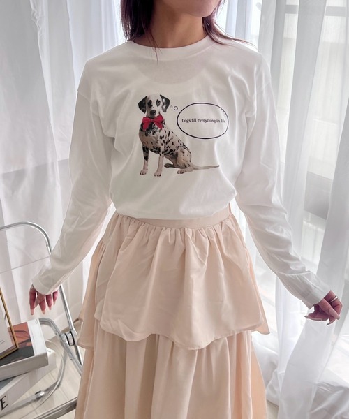 cuorequal(クオレコール)の「ダルメシアンリボンロンT/長袖Tシャツ(Tシャツ/カットソー・レディース・ホワイト・MEDIUM)」の8枚目の写真