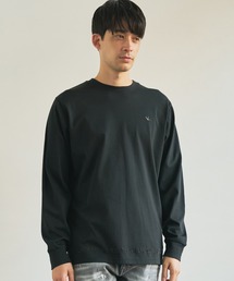 【1PIU1UGUALE3】 RHINESTONE L/TラインストーンヘムシルケットロングTシャツ