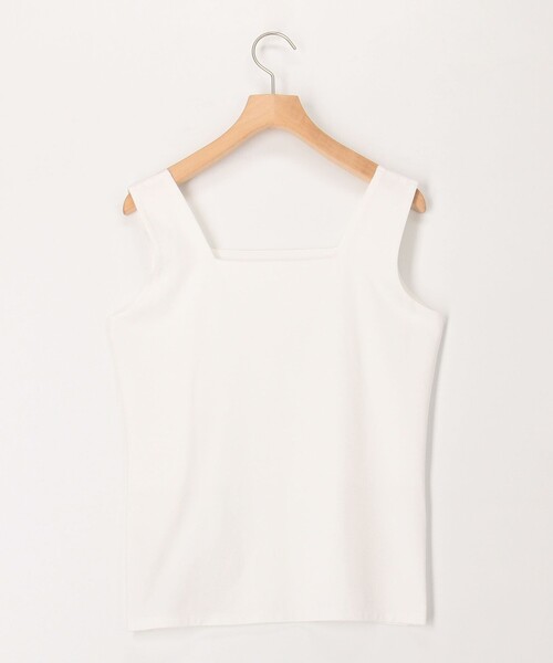 MICO COULIER（ミコクリエ）の「スクエアネックサテンドッキングタンクトップ（Tシャツ/カットソー・レディース・チャコールグレー/オフホワイト/キナリ・38）」の13枚目の写真