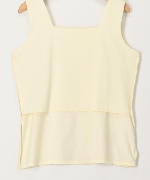 MICO COULIER（ミコクリエ）の「スクエアネックサテンドッキングタンクトップ（Tシャツ/カットソー・レディース・チャコールグレー/オフホワイト/キナリ・38）」の8枚目の写真