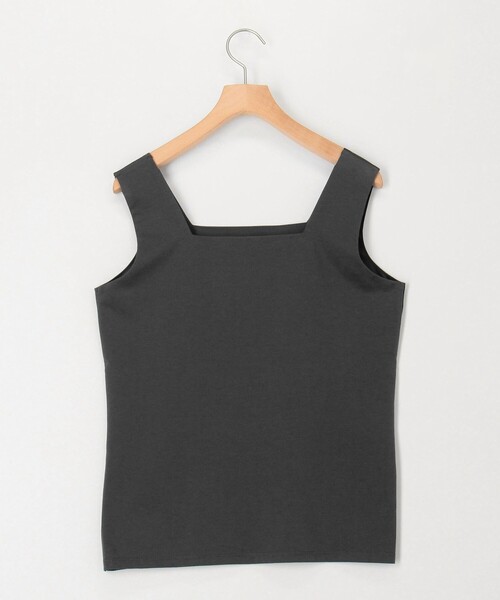 MICO COULIER（ミコクリエ）の「スクエアネックサテンドッキングタンクトップ（Tシャツ/カットソー・レディース・チャコールグレー/オフホワイト/キナリ・38）」の11枚目の写真