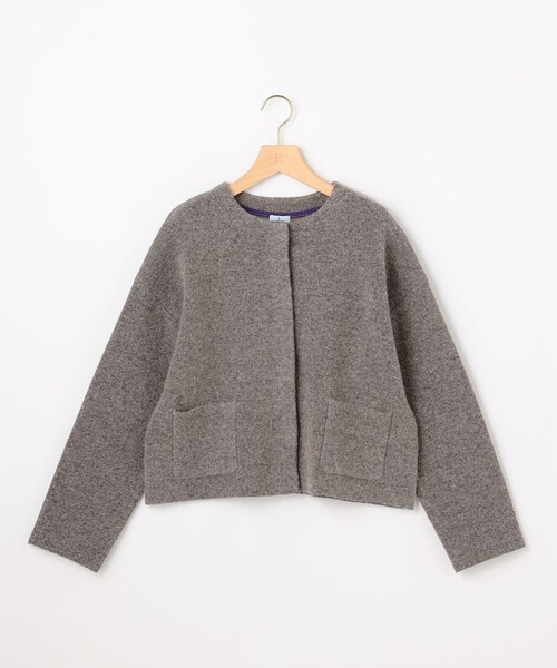 組曲(クミキョク)の「プレーティングニットアウター ジャケット(ノーカラージャケット・レディース・ブラウン系/ブラック系・3/2)」の11枚目の写真