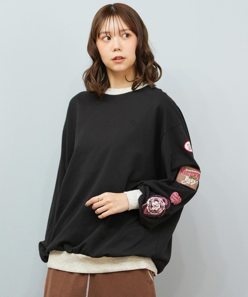 ROXY(ロキシー)の「ROXY/ロキシー スウェット クルーネックトレーナー RPO254609T(スウェット・レディース・ヘザーグレー/ブラック/ブラウン・L/M)」の2枚目の写真