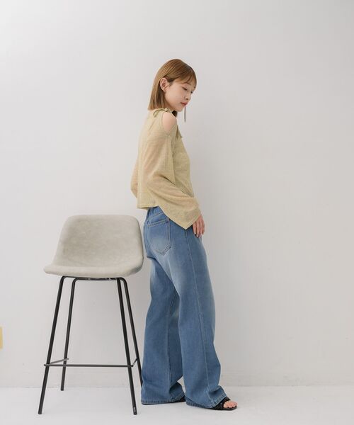 RETRO GIRL（レトロガール）の「【前後2way】肩スリットメランジカーデ（ニット/セーター・レディース・グリーン/ブラック/ライトグレー・FREE）」の8枚目の写真