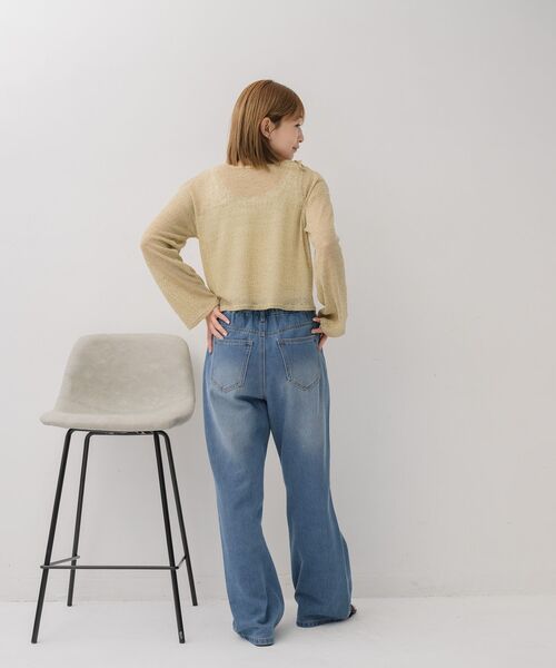 RETRO GIRL（レトロガール）の「【前後2way】肩スリットメランジカーデ（ニット/セーター・レディース・グリーン/ブラック/ライトグレー・FREE）」の9枚目の写真