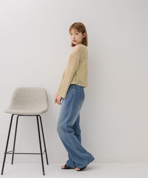 RETRO GIRL（レトロガール）の「【前後2way】肩スリットメランジカーデ（ニット/セーター・レディース・グリーン/ブラック/ライトグレー・FREE）」の10枚目の写真