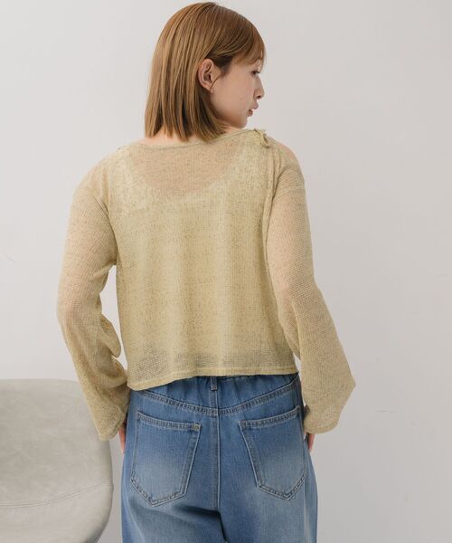 RETRO GIRL（レトロガール）の「【前後2way】肩スリットメランジカーデ（ニット/セーター・レディース・グリーン/ブラック/ライトグレー・FREE）」の13枚目の写真