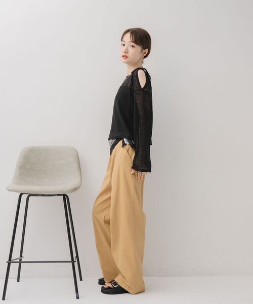 RETRO GIRL（レトロガール）の「【前後2way】肩スリットメランジカーデ（ニット/セーター・レディース・グリーン/ブラック/ライトグレー・FREE）」の18枚目の写真