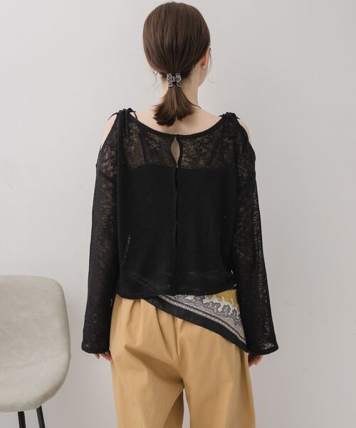 RETRO GIRL（レトロガール）の「【前後2way】肩スリットメランジカーデ（ニット/セーター・レディース・グリーン/ブラック/ライトグレー・FREE）」の21枚目の写真