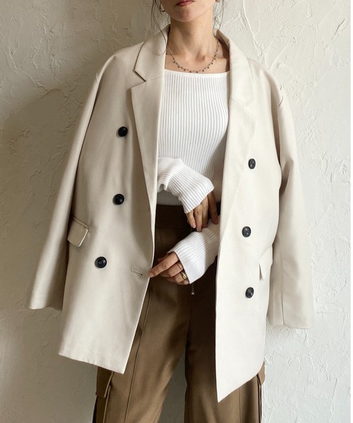 セール】オーバーサイズ長袖ダブルテーラードジャケット