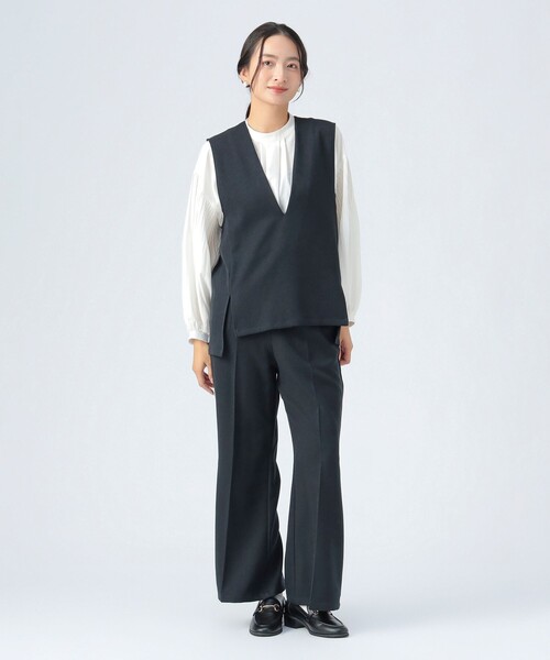 BEAMS HEART（ビームスハート）の「【セレモニー・ハレの日】ウール 調 ベスト セットアップ（ワンピース・レディース・グレー/ネイビー・FREE）」の3枚目の写真