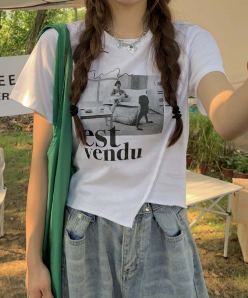 MAISON DE THERESE(メゾン ド テレーズ)の「不規則カットプリントTシャツ(Tシャツ/カットソー・レディース・ブラック/ホワイト・M)」の12枚目の写真