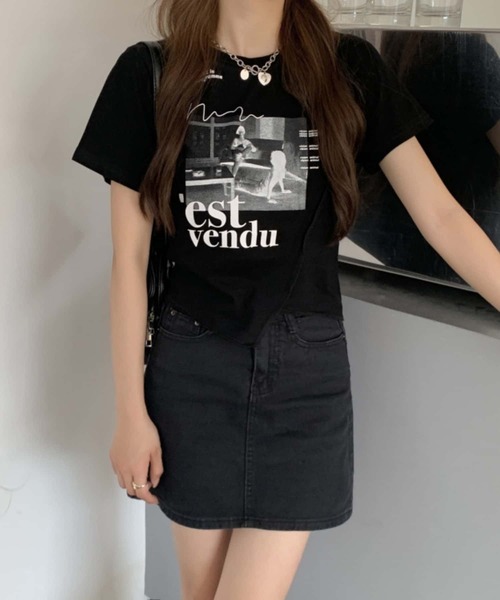 MAISON DE THERESE(メゾン ド テレーズ)の「不規則カットプリントTシャツ(Tシャツ/カットソー・レディース・ブラック/ホワイト・M)」の13枚目の写真