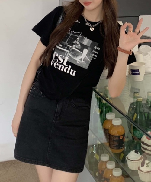 MAISON DE THERESE(メゾン ド テレーズ)の「不規則カットプリントTシャツ(Tシャツ/カットソー・レディース・ブラック/ホワイト・M)」の5枚目の写真