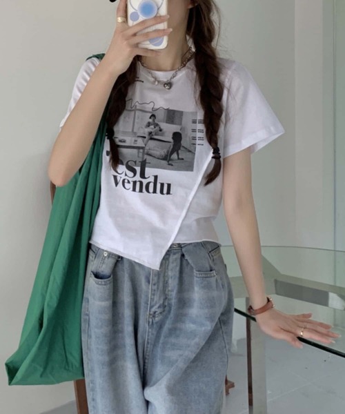 MAISON DE THERESE(メゾン ド テレーズ)の「不規則カットプリントTシャツ(Tシャツ/カットソー・レディース・ブラック/ホワイト・M)」の7枚目の写真