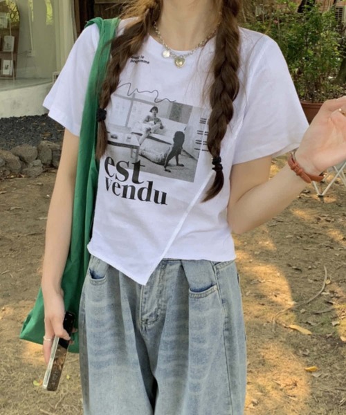 MAISON DE THERESE(メゾン ド テレーズ)の「不規則カットプリントTシャツ(Tシャツ/カットソー・レディース・ブラック/ホワイト・M)」の8枚目の写真