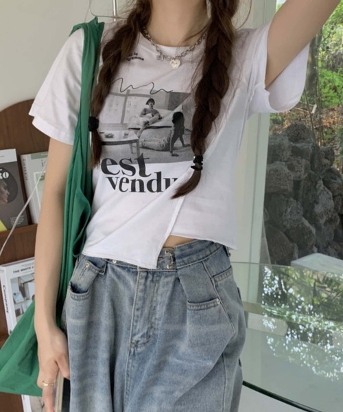 MAISON DE THERESE(メゾン ド テレーズ)の「不規則カットプリントTシャツ(Tシャツ/カットソー・レディース・ブラック/ホワイト・M)」の9枚目の写真