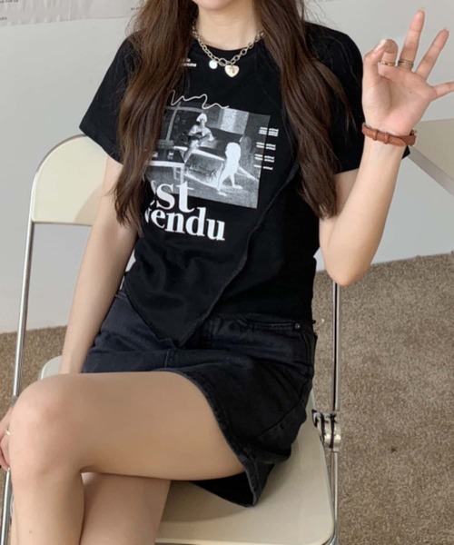 MAISON DE THERESE(メゾン ド テレーズ)の「不規則カットプリントTシャツ(Tシャツ/カットソー・レディース・ブラック/ホワイト・M)」の10枚目の写真