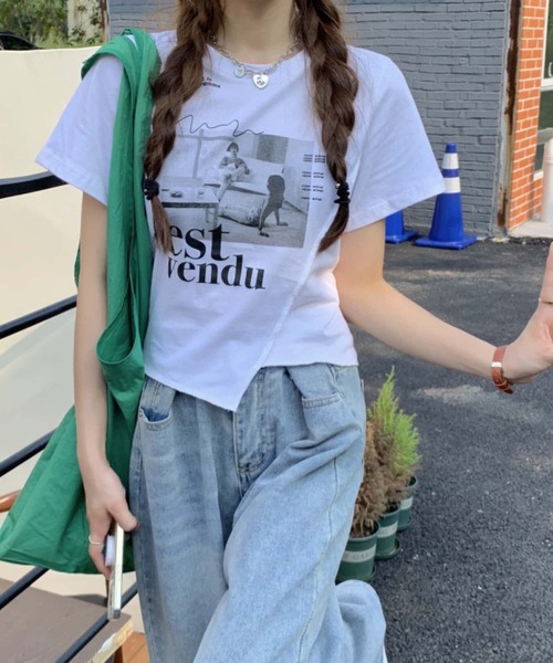 MAISON DE THERESE(メゾン ド テレーズ)の「不規則カットプリントTシャツ(Tシャツ/カットソー・レディース・ブラック/ホワイト・M)」の11枚目の写真