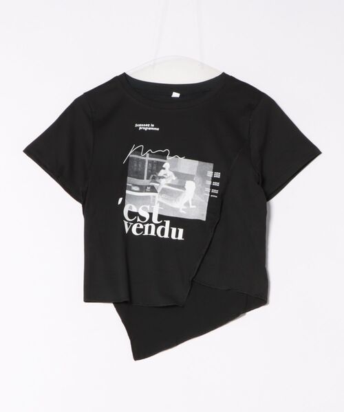 セール】不規則カットプリントTシャツ（Tシャツ/カットソー