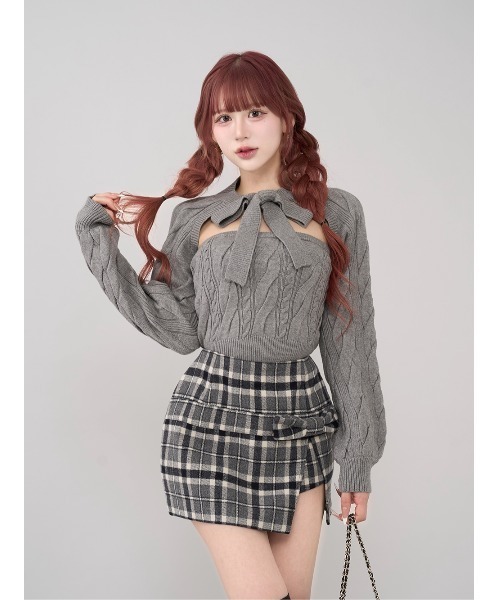 ケーブルアンサンブルニットトップス（ニット/セーター