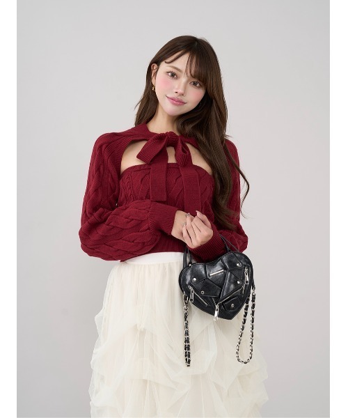 ケーブルニットアンサンブルトップス ケーブルアンサンブルニットトップス（ニット/セーター