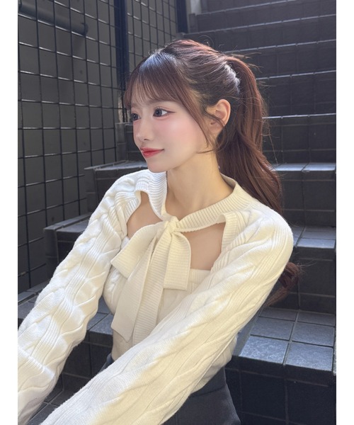 ダーリッチ darich ケーブルアンサンブルニットトップス ホワイト WHT Darich - ダーリッチ darich ケーブルアンサンブルニットトップス