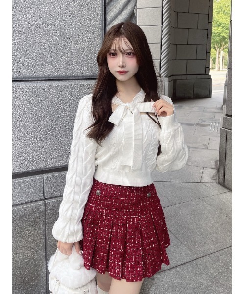 Darich ダーリッチ ケーブルアンサンブルニットトップス レッド　最終値下げ Darich ダーリッチ ケーブルアンサンブルニットトップス レッド