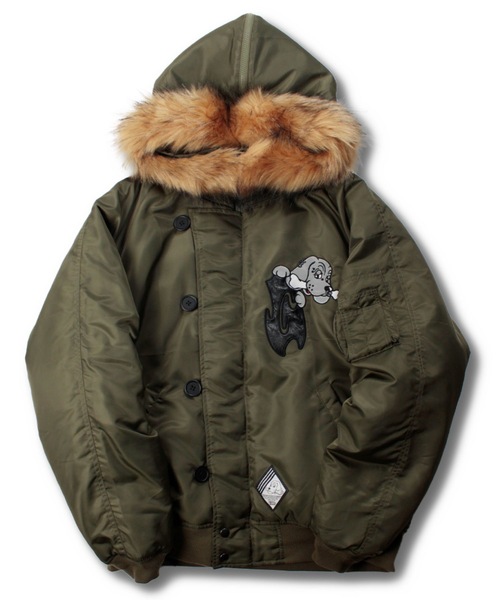 美品✨ガルフィー フライトジャケット N-2B 風神雷神 虎 ファー カーキL セール】GALFY（ガルフィー） 犬2B '改'/ミリタリーフライトジャケット