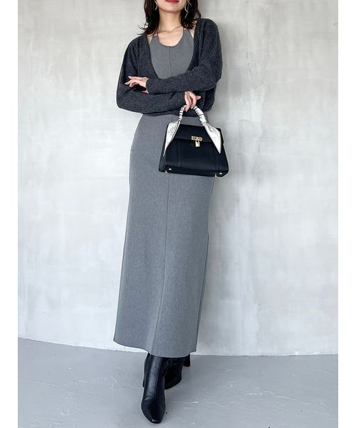 SNIDEL（スナイデル）の「カシュクールニットセットホルターワンピース（ワンピース・レディース・オフホワイト/グレー/ライトピンク・0/1）」の6枚目の写真