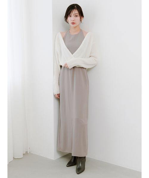 SNIDEL（スナイデル）の「カシュクールニットセットホルターワンピース（ワンピース・レディース・オフホワイト/グレー/ライトピンク・0/1）」の8枚目の写真