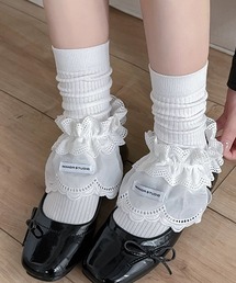 ロゴワッペン付き シュシュ フリルシューズカバー