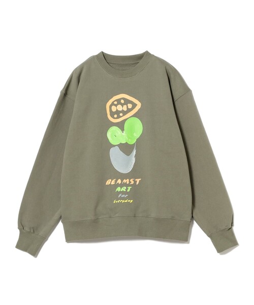BEAMS T(ビームスティー)の「Mayumi Yamase ART FOR EVERYDAY CREW NECK(スウェット・メンズ・オリーブ/ライトグレー/ネイビー・X-SMALL/SMALL/MEDIUM/LARGE/X-LARGE/XX-LARGE)」の2枚目の写真