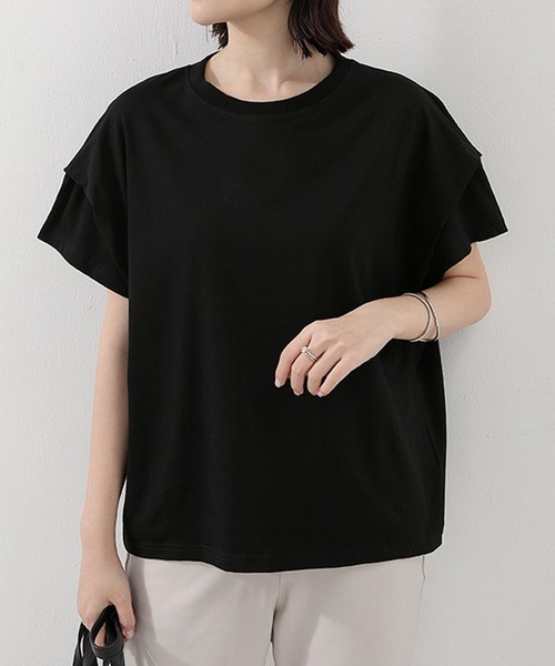 LUMIRA（アパレル）（ルミラ）の「肩タック半袖 Tシャツ ボーダーカットソー（Tシャツ/カットソー・レディース・ブラック/ホワイト×ネイビー/ブラック×ホワイト/ホワイト/ブラウン系その他/グレー×ホワイト・ONE SIZE）」の18枚目の写真