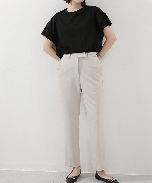 LUMIRA（アパレル）（ルミラ）の「肩タック半袖 Tシャツ ボーダーカットソー（Tシャツ/カットソー・レディース・ブラック/ホワイト×ネイビー/ブラック×ホワイト/ホワイト/ブラウン系その他/グレー×ホワイト・ONE SIZE）」の19枚目の写真