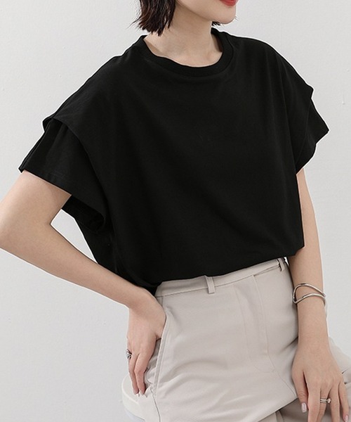 LUMIRA（アパレル）（ルミラ）の「肩タック半袖 Tシャツ ボーダーカットソー（Tシャツ/カットソー・レディース・ブラック/ホワイト×ネイビー/ブラック×ホワイト/ホワイト/ブラウン系その他/グレー×ホワイト・ONE SIZE）」の20枚目の写真