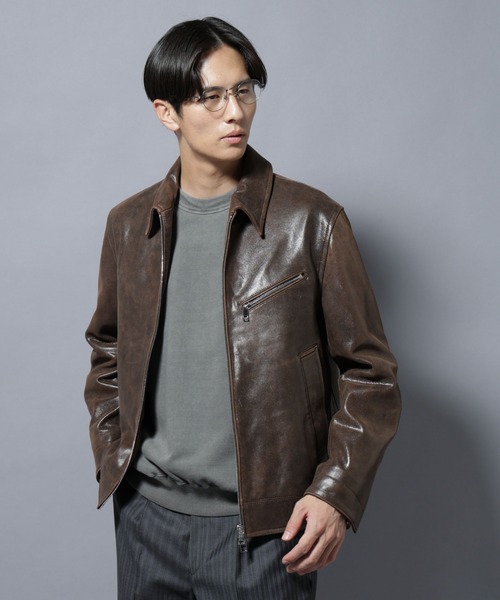 NANO universe(ナノユニバース)の「ラムナッパレザーライダースジャケット(ライダースジャケット・メンズ・ブラック/ブラウン・L/M)」の1枚目の写真