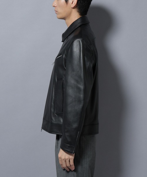 NANO universe(ナノユニバース)の「ラムナッパレザーライダースジャケット(ライダースジャケット・メンズ・ブラック/ブラウン・L/M)」の18枚目の写真