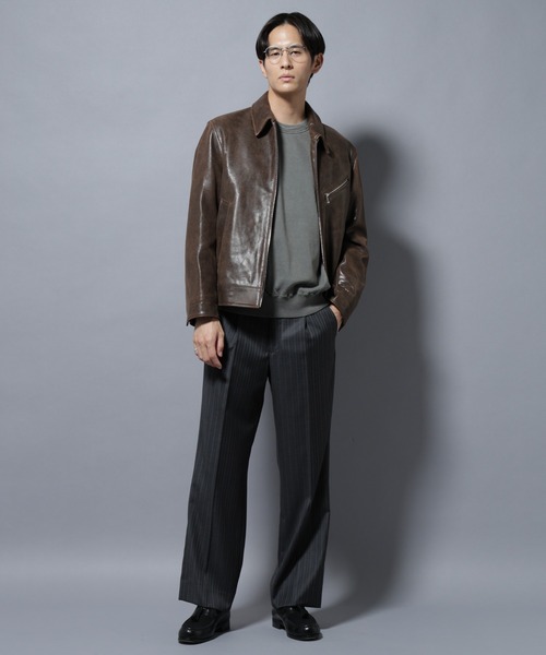 NANO universe(ナノユニバース)の「ラムナッパレザーライダースジャケット(ライダースジャケット・メンズ・ブラック/ブラウン・L/M)」の7枚目の写真